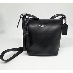 Coach 19901 Legacy Mini Duffle Crossbody Bag, Black Smooth Leather w/Tassels